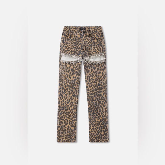 Good American - LEOPARD GOOD ICON STRAIGHT DIAMOND JEANS - Picture 2 of 7